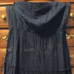 Peasant style navy tube dress